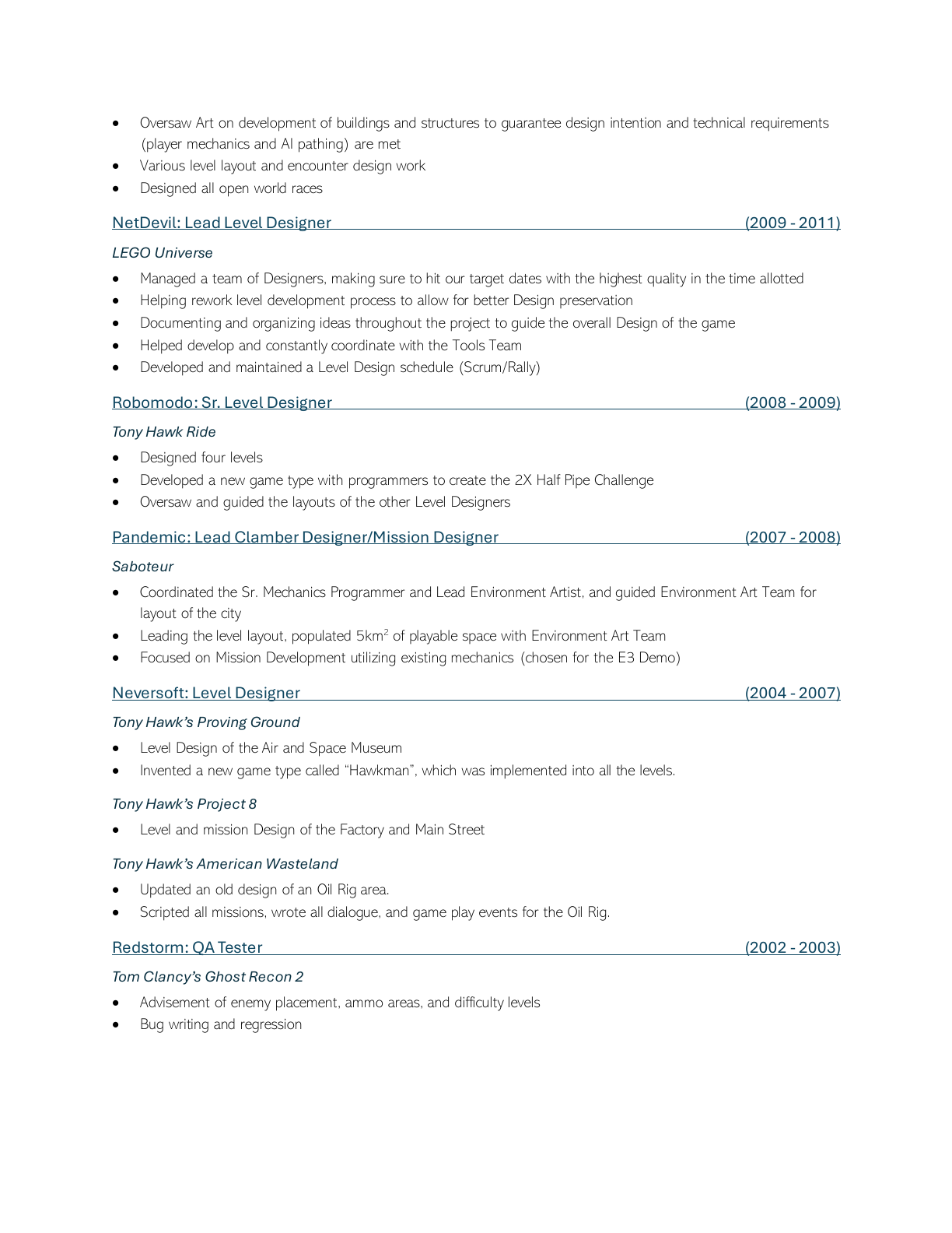 Tyler Chiocchio résumé, page 2