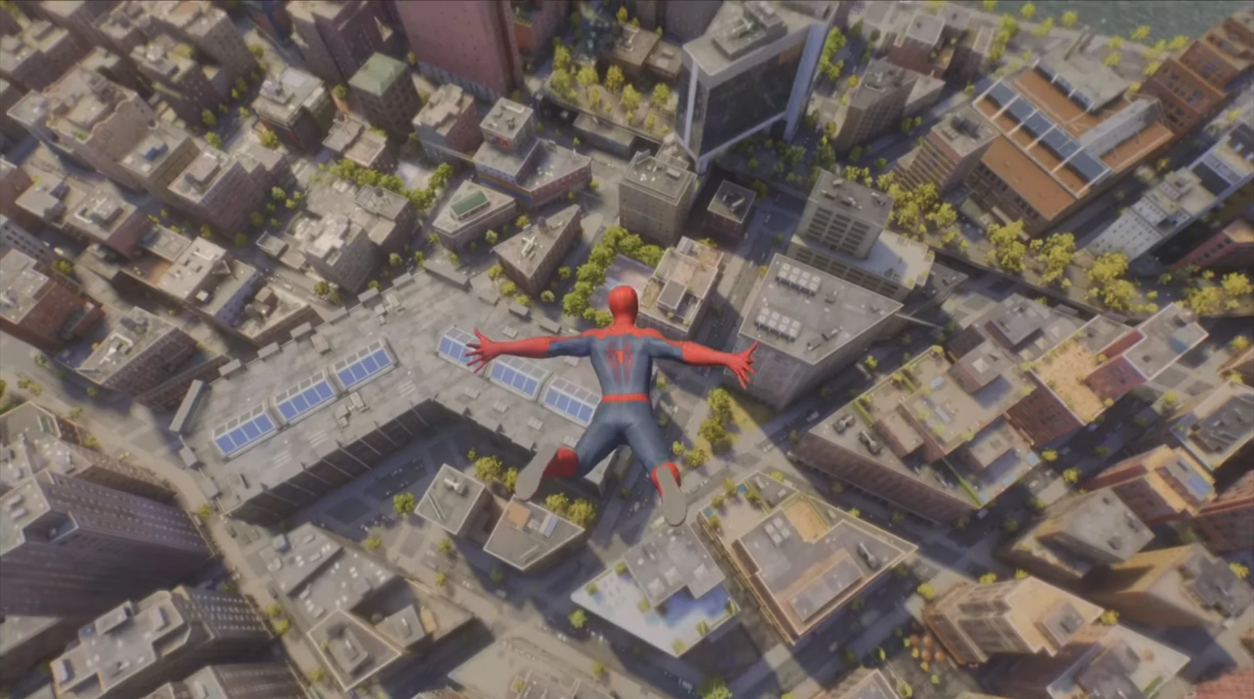 Spider-Man diving over Hell's Kitchen